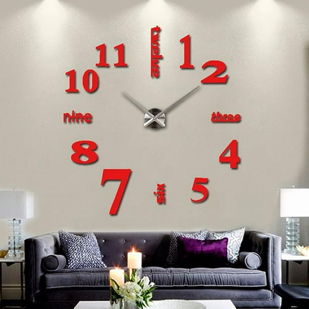 DIY Wall Clock Sticker Mute Creative Frameless Living Room Home Office Art Decor